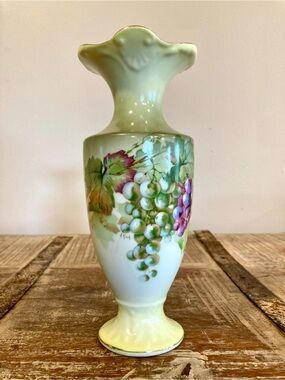 Bavaria A.C. Grape Motif Vase 8.5” Tall A Koch Signed